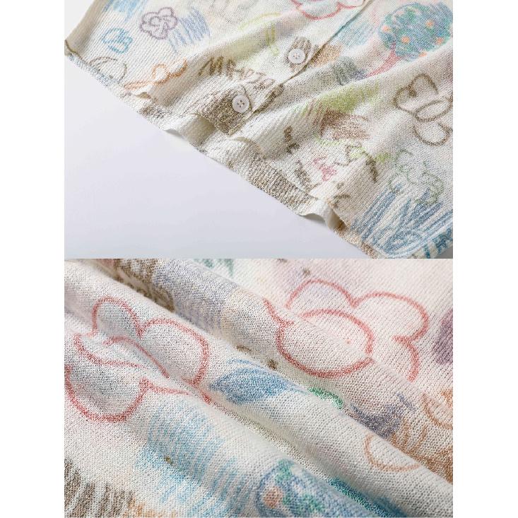 Trendy Women's O-Collar Rayon Dyed Floral Print Knitted Duster Cardigan Spring Summer Lightweight Outerwear