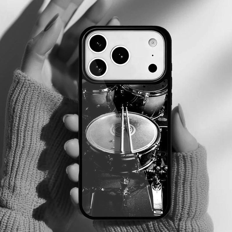Musical Instrument Drum soft Phone Case for iPhone 17 Air 16e 15 14 13 Pro Max Back Cover for 12 11 Pro Coque