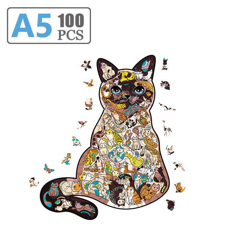 

Красочный милый кот деревянный пазл персонализированный 3D пазл взрослый детский подарок форма доска набор игрушек DIY интерактивная игра игрушки A21