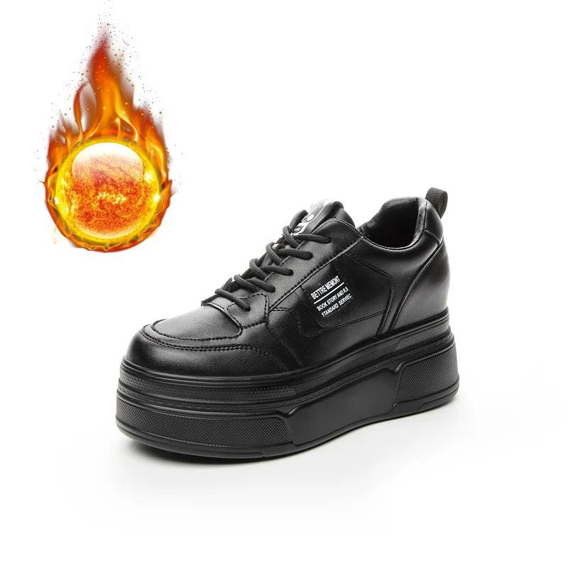 Women's Winter White Shoes Spring Autumn Genuine Leather Lace Up Girl Sneakers Women Shoes Flat Platform Casual Woman Shoe