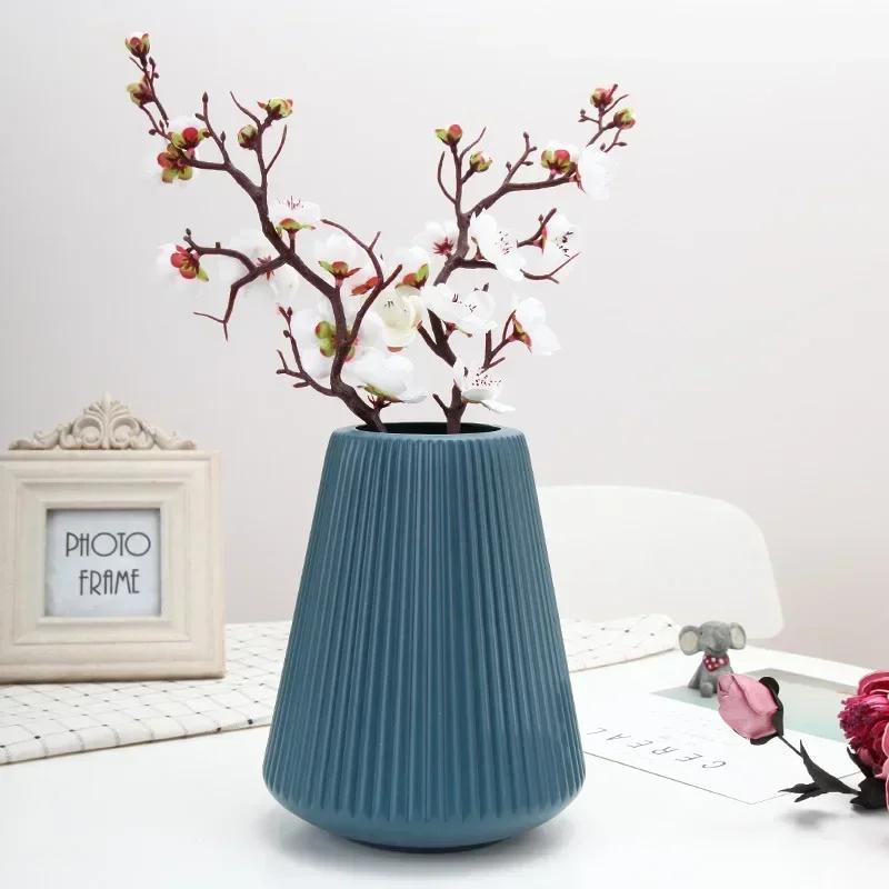European Style Plastic Vase Flower Arrangement Hydroponic Plant Porcelain Home Nordic Decoration Living Room Decor Accessories