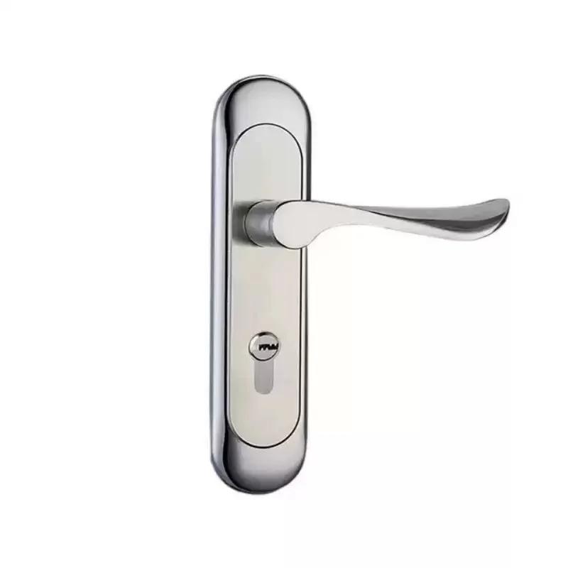 Universal Stainless Steel Indoor Door Lock Adjustable Wooden Door Handle for Bedroom Security Tamper-Free Household Safety