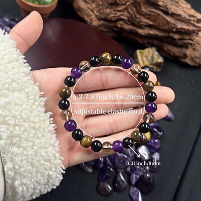 Natural Tiger Eye Stone Amethyst Beaded Bracelet Fashion Birthday Gift Natural Stone for Men and Women Jewelry  Jewelry Accessory