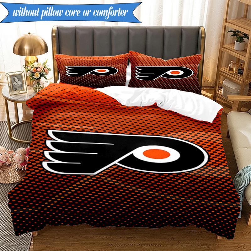 3PCS Flyers Hockey Team Bedding Set,Including 1pc Duvet Cover And 2pcs Pillowcases Perfect for Bedroom, Dormitory, Fan Christmas gift