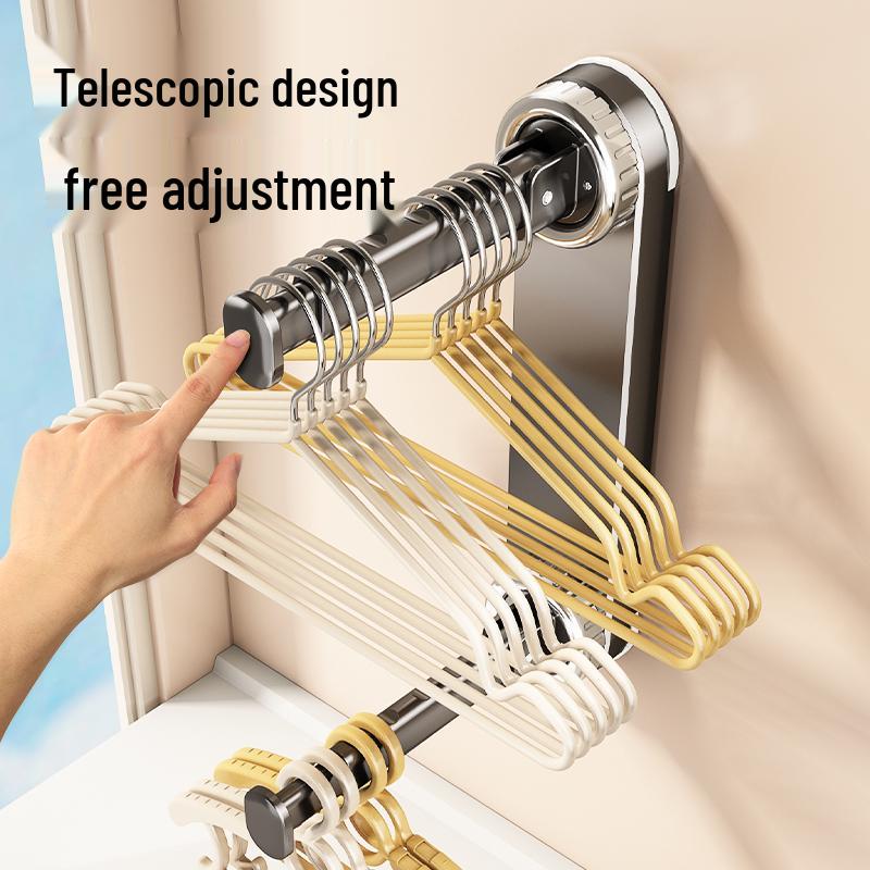 No-Drill Telescopic Wall-Mounted Clothes Drying Rack for Home Balcony