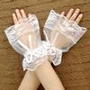 Sexy Lace Bride Wedding Wrist Cuffs Short Mesh Bowknot Fingerless Gloves Elastic Hand Sleeves Prom Accessories For Women