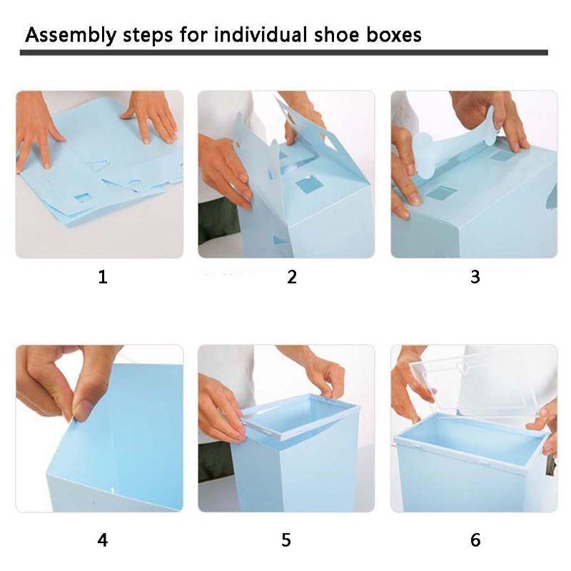 6Pcs Plastic Shoe Box Stackable Foldable Shoe Drawer Storage for Case top sale