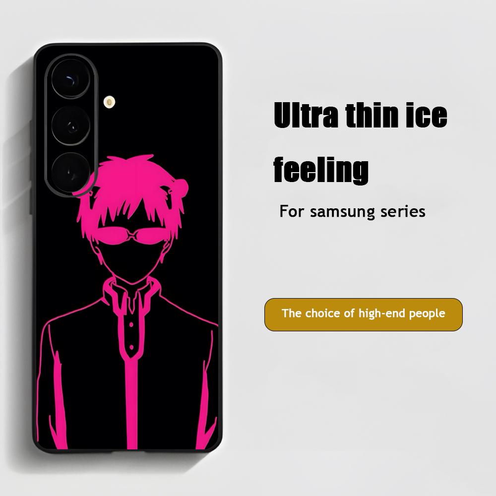 Hot Kusuo Saiki Anime Cool Phone Case For Samsung Galaxy S26 S25 S24 S23 S22 S21 Plus Ultra Note20 Soft Black