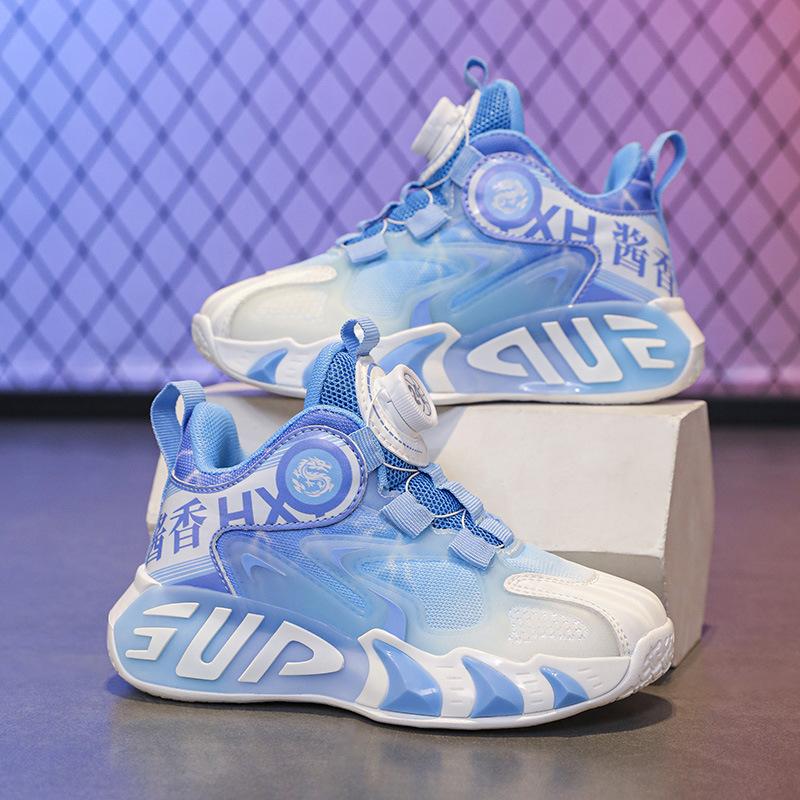 Sneakers Students Children Boys Teens Breathable Shoes Girls Double Mesh Autumn Running Shoes Basketball Shoes Rotating Buckle