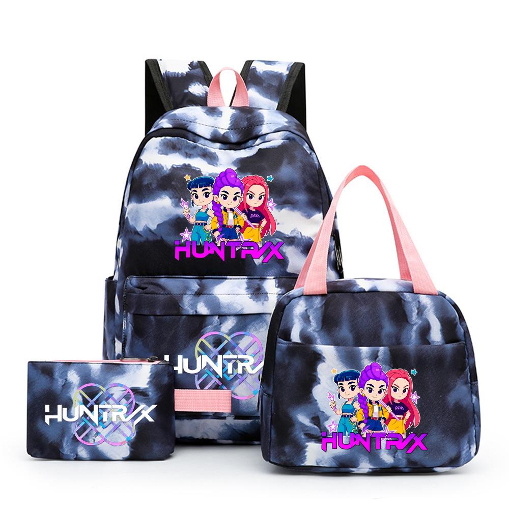 3Pcs/set Anime Demon Hunters Printed Backpack with Shoulder Bag Pengcil Case for Teenager Large Capacity Waterproof Bookbag Back To School Gift