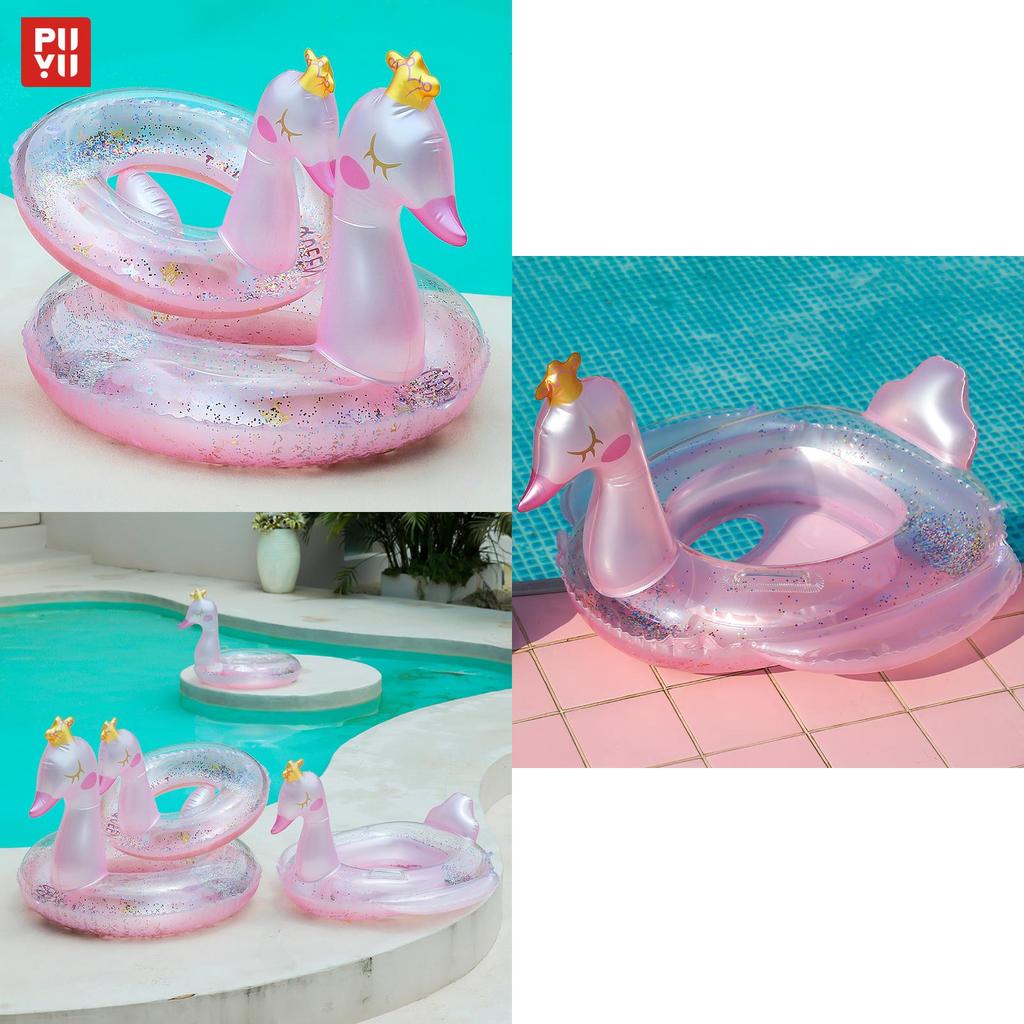 Atacado Anel de Natação Fofo para Axila de Menina com Design de Coroa de Cisne Rosa Brilhante de Novo Estoque
