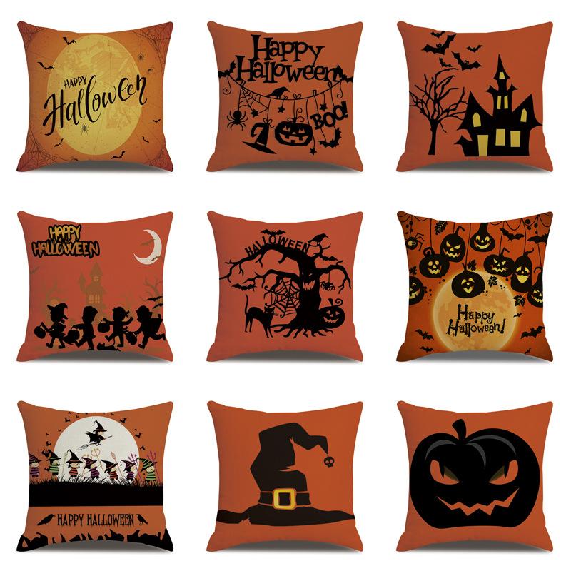 Halloween Linen Pillow Cover Printed Pillow Cover