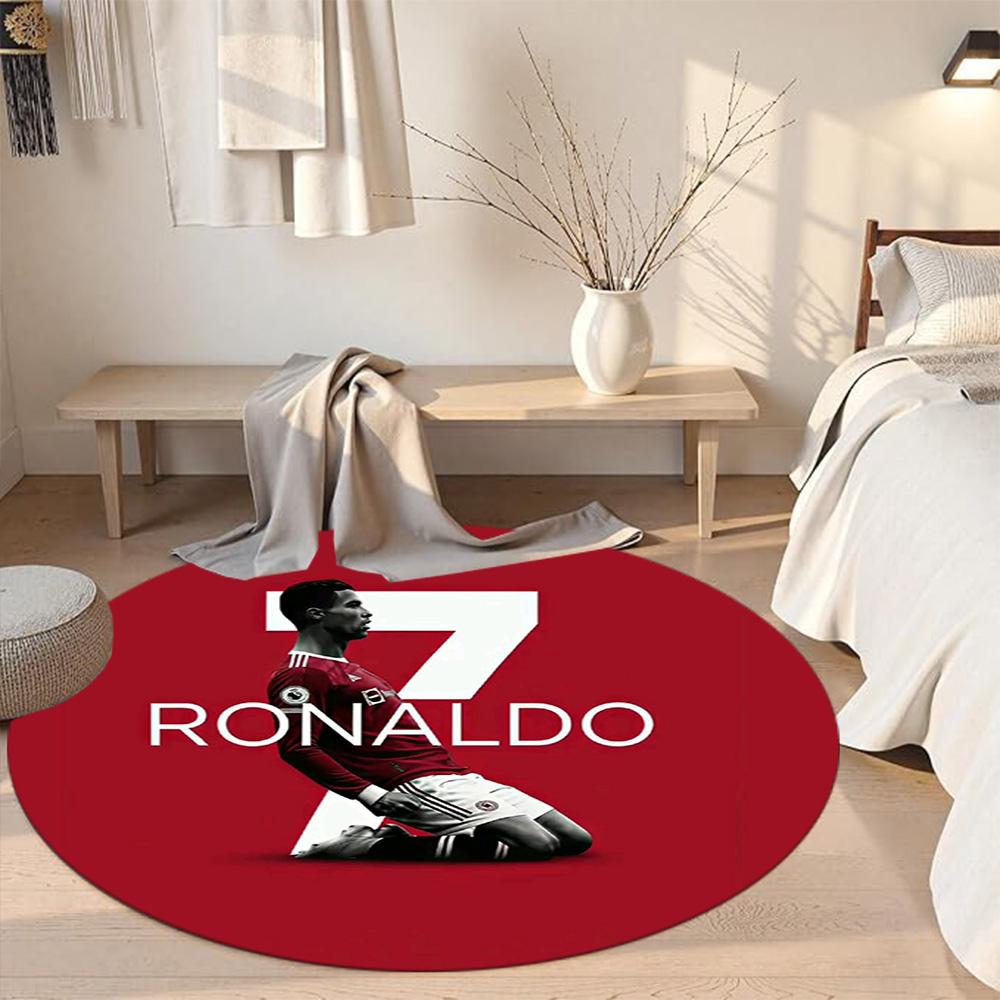 Cristiano Ronaldo Runder Teppich Perfekt für Spielzimmer Esszimmer Dekorieren Sie Zimmer Balkon Rutschfester Runder Teppich Dekorieren Sie Büros Hochzeitsfeier Geschenk