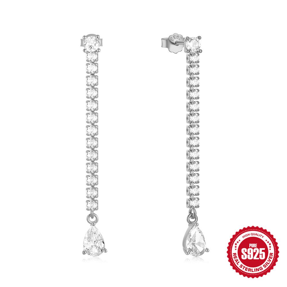 Daily Wear S925 Sterling Silver Round Diamond-Encrusted Bow Five-Pointed Star Three-Layer Earrings Micro-Inlaid Stud Earrings