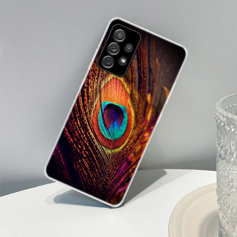 Bird Peacock Feather Phone Case For Samsung Galaxy A13 A14 A15 A16 A17 A53 A54 A55 A56 A57 A33 A34 A35 A36 A37 A23 A24 A25 A26 G