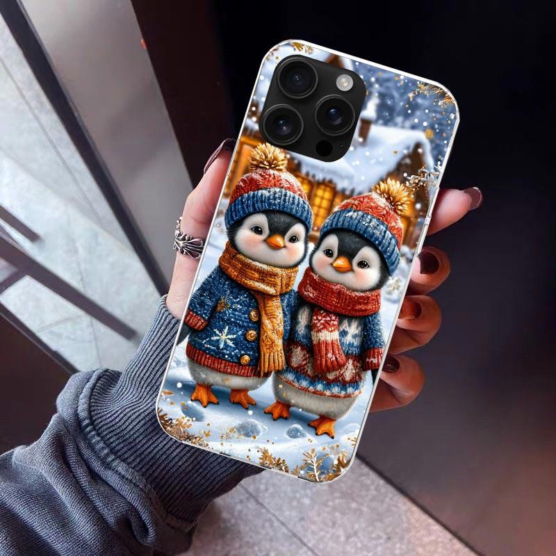 

Christmas Penguin Phone Case For iPhone 17 Air 11 13 Mini 14 15 Plus 16 12 Pro Max 16E SE 7 8 Pattern Soft TPU Back Cover 17 Ai iPhone 15 Pro