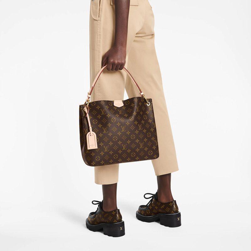 Louis Vuitton Graceful Coated Canvas With Leather Handbag Small Women's Brown M43701