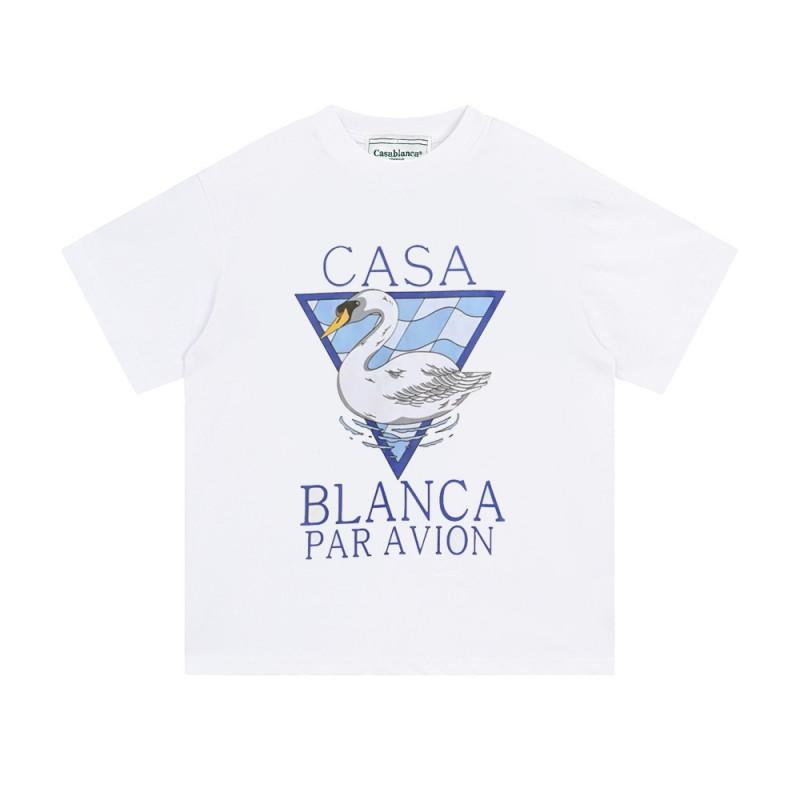 Casablanca Unisex Short Sleeve T-Shirt With Cosmic Castle Letter Print Loose Fit Cotton Tee