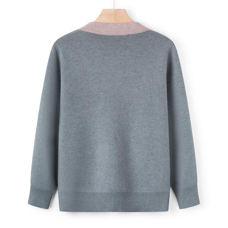 Middle-aged and Elderly Sweaters, Women's Spring and Autumn Mothers, Round-necked Sweaters, Old Ladies' Casual Tops and Grandma's Cardigan Coats.
