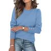Womens Fashion Long Sleeve Button Cuff Soft Knit Pullover Trendy Tops Solid Color