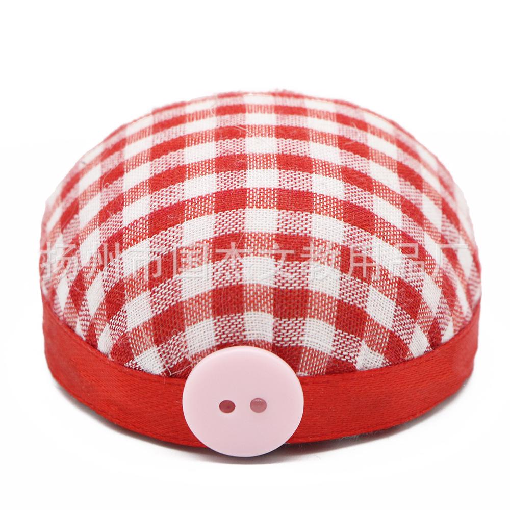 Red & White Check Wrist Pin Cushion with Needle Holder and Threader