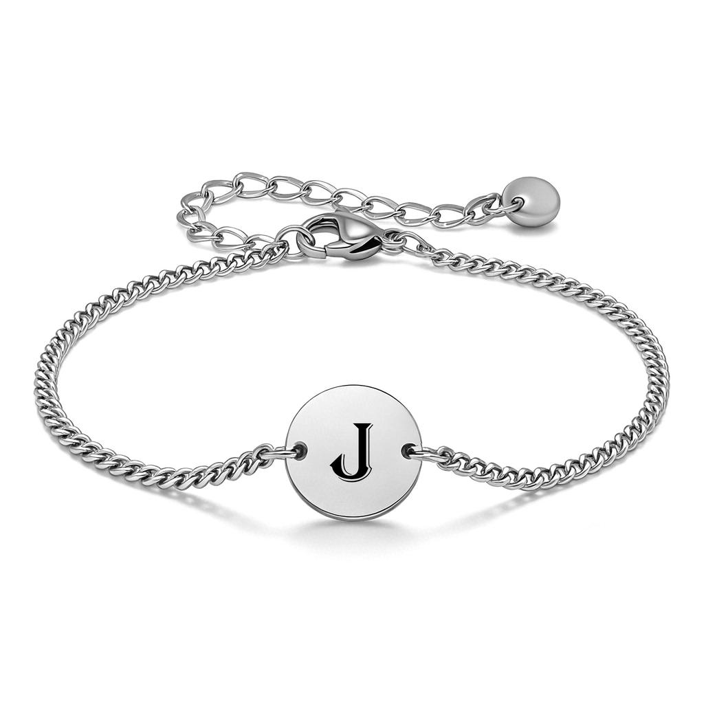 Vnox 26 Letters A-Z Initial Round Bracelet for Men, Stainless Steel  Adjustable Link Chain, Personalized Wristband Jewelry Gifts