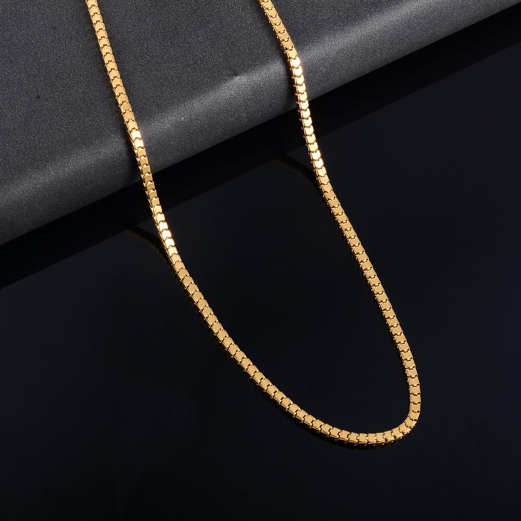 Herren Quadratische Kastenkette Edelstahl Lange Halskette für Frauen Damen Gold/Kupferfarben Choker am Hals Schmuckzubehör