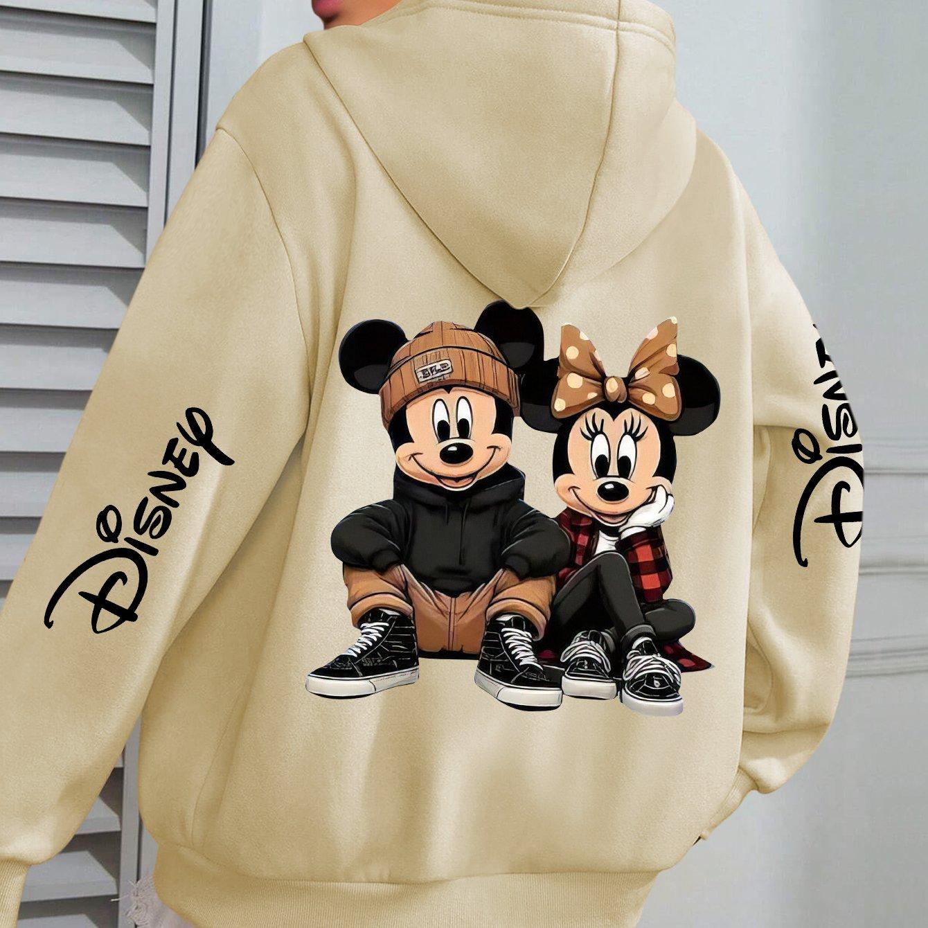 

Disney Микки Минни Принт Модный Повседневный Хлопковый Мужской Худи Свитер Свободный Мягкий Удобный Топ Унисекс Осень и Зима 3XL