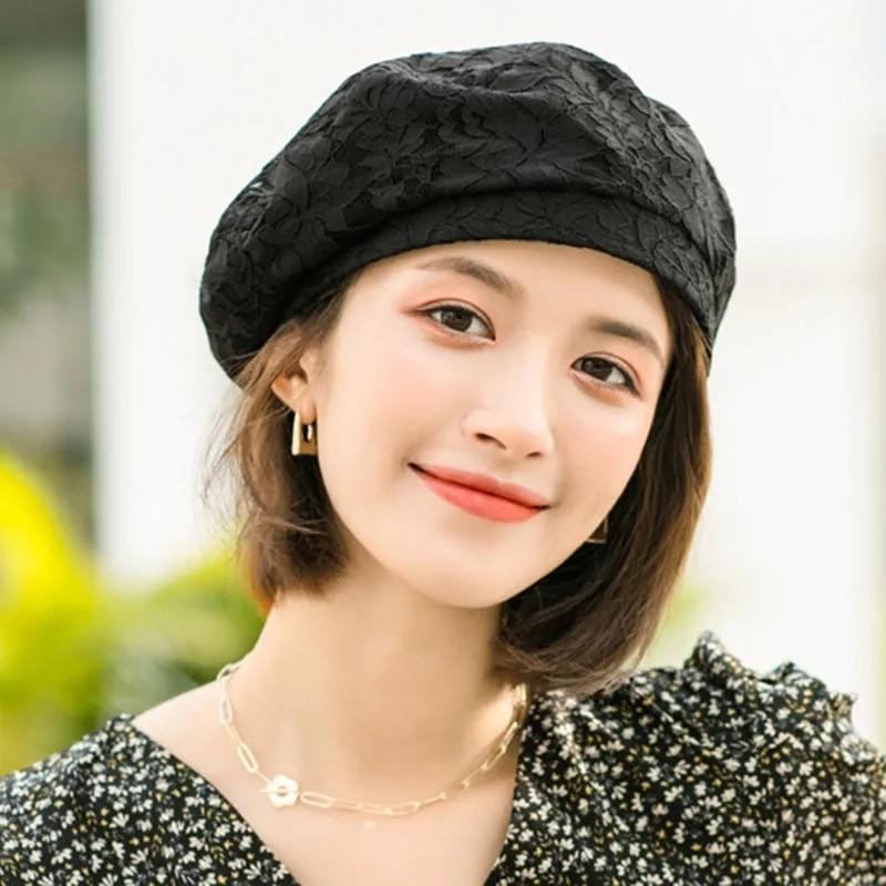 Ji Lace Beret Women's Autumn and Winter Versatile Painter's Hat British Bud Hat
