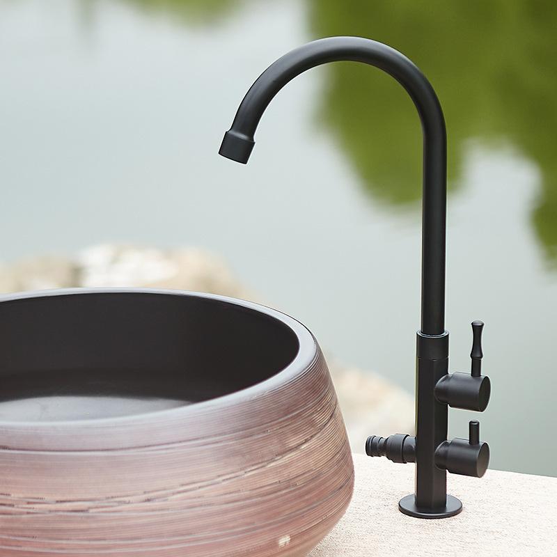 Antique single cold water Kitchen faucet European outdoor mop pool balcony faucet outdoor pool garden Black faucet