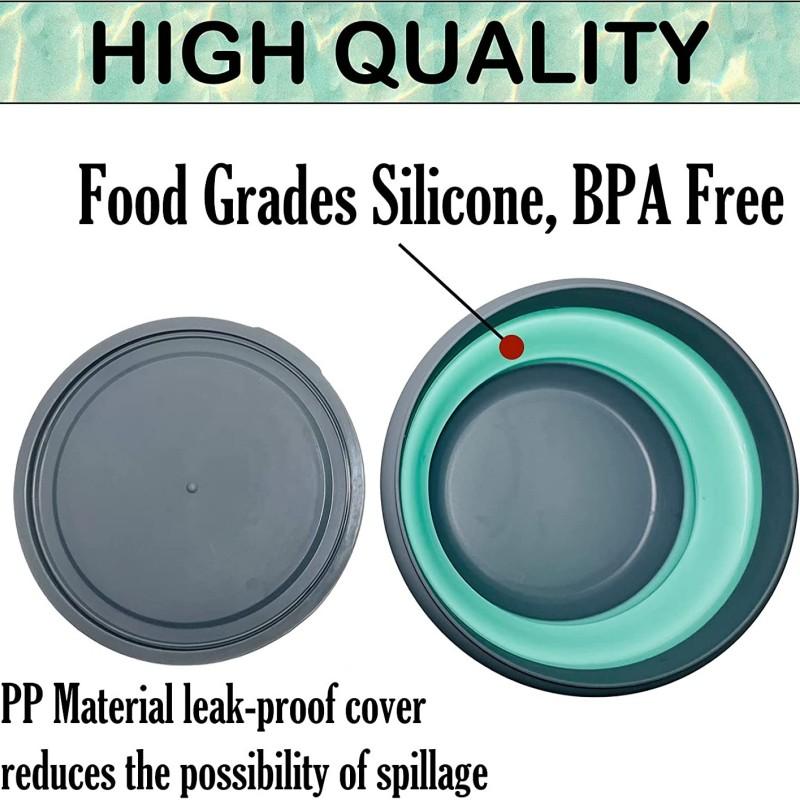 3 PCS/Set Camping Bowl Foldable Silicone Collapsible Bowl Lunch Box Salad Bowl Lid Expandable Food Storage Container Bento Box