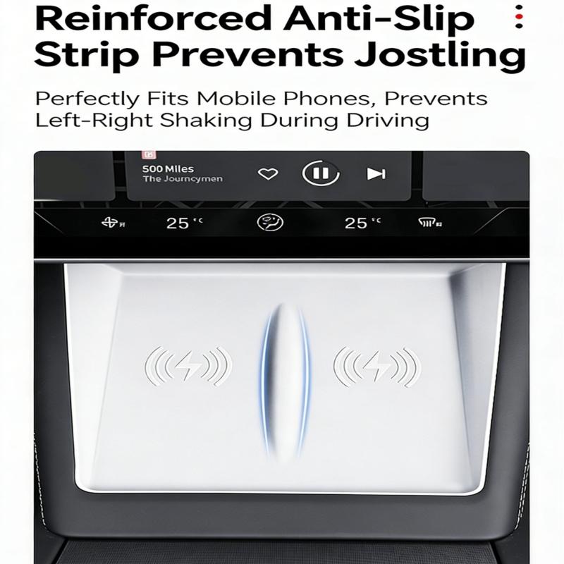 Washable Silicone Charging Pad Mat for Center Console Anti Slip Surfaces Easy to Clean Enhances Car Aesthetics Materials