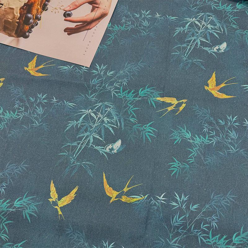0.5m/1m/2m Oriental Aesthetic Elements Printed Encrypted Cotton Linen Fabric for Tablecloth Sofa Cover Curtain Decorative Cloth