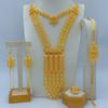 UAE Dubai Indian Bride Gold Plated 24K Gold Jewelry Four Piece Women's Necklace Bracelet Earrings Ring 2026