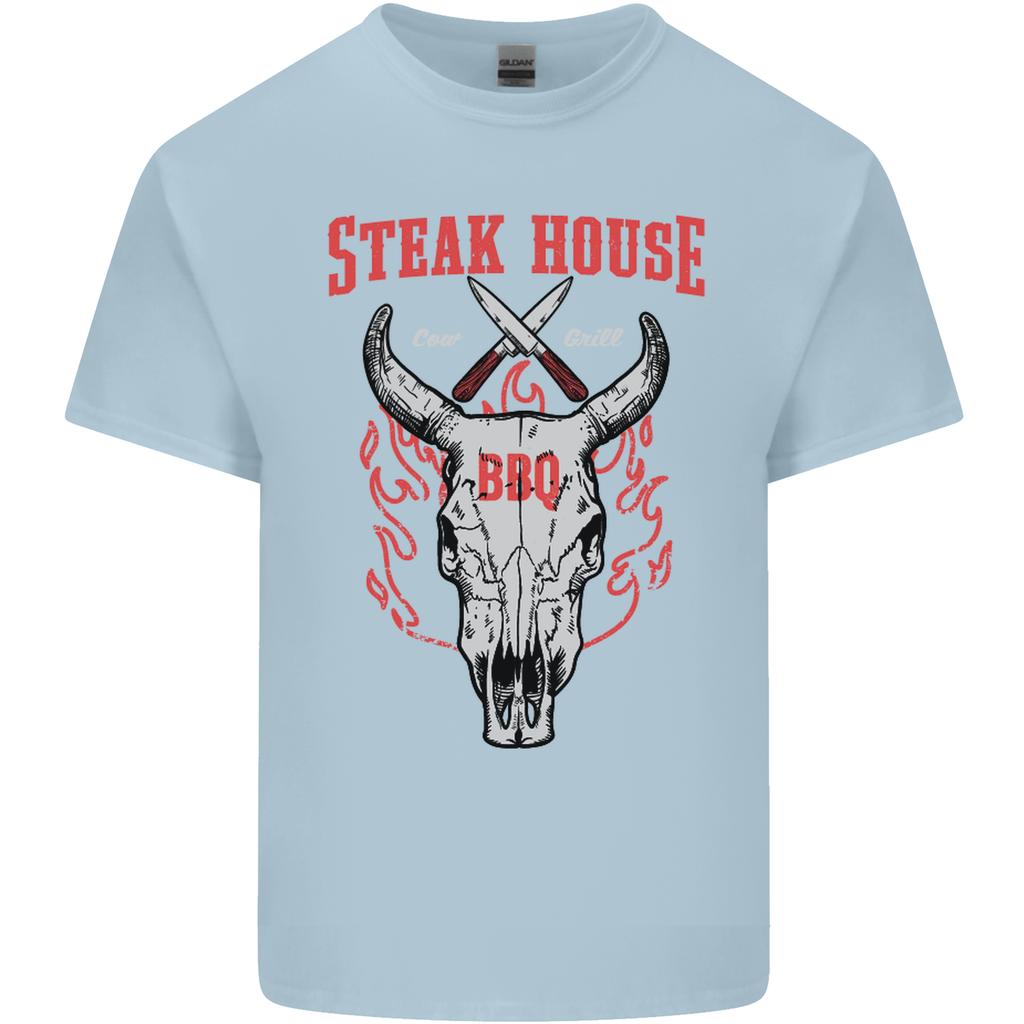 Steak House Bbq Cow Skull Grill Beef Food Unisexs Light Cotton Tshirt