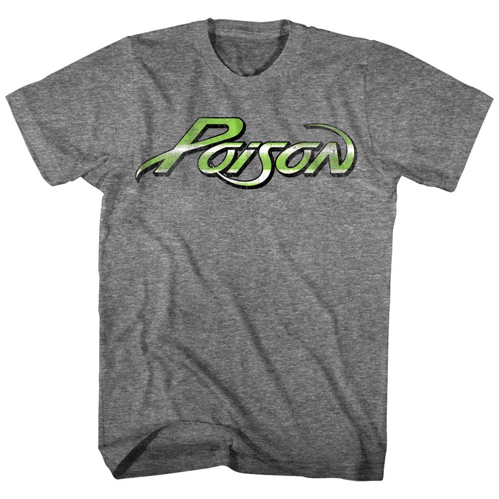 

Poison Vintage Logo Men s T Shirt Metal Rock Band Album Concert Tour Merch Gray 3XL