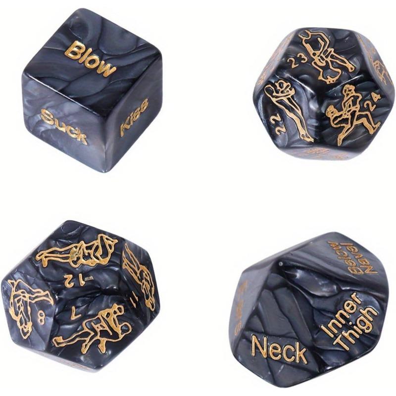 1 Set of 4 Marbled Engraved Glow-in-The-Dark Dice Set, Adult Polyhedral Game Accessories