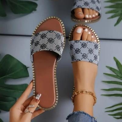 Mode Hausschuhe für Damen Schuhe Sommer Flache Sandalen Peeptoe Damen Lässige Pantoletten Weibliche Strandhausschuhe Flache Schuhe Frau Luxussandalen