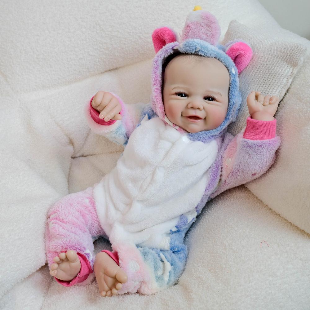 

Lively Smiling Face Reborn Babies Dolls Vivienne 19 48cm Realistic Full Vinyl Body Girl Baby Doll Alive Newborn Doll Kids Christmas Birthday Gifts 48cm girl doll