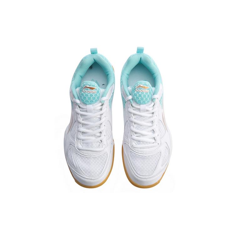 Li Ning Table Tennis Cushioning Slip Resistant Abrasion Resistant Low Top Training Shoes Unisex White Blue APTP002-2