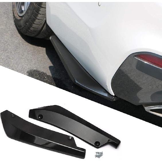 Car Rear Bumper Lip Diffuser, Universal Auto Side Fender Skirt Splitter Canard Protector, Wrap Angle Spoiler with 6 Bolts, 1 Pair (Bright Black)