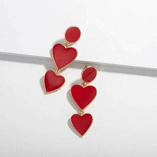 Geometric Enamel Stud Dangle Earrings - Stylish and Versatile for Women