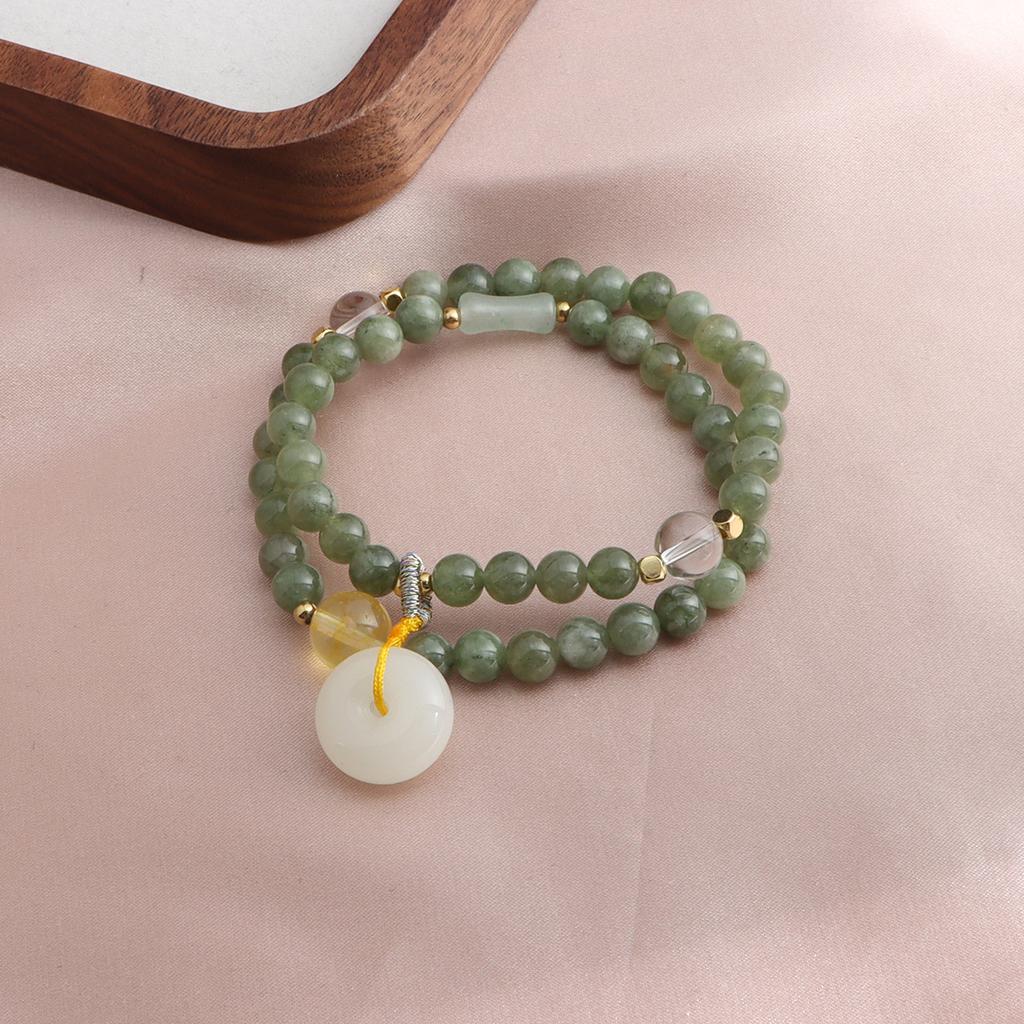 New Chinese bracelet amethyst Myanmar jade sun stone chalcedony safety buckle double circle crystal bracelet versatile bracelet
