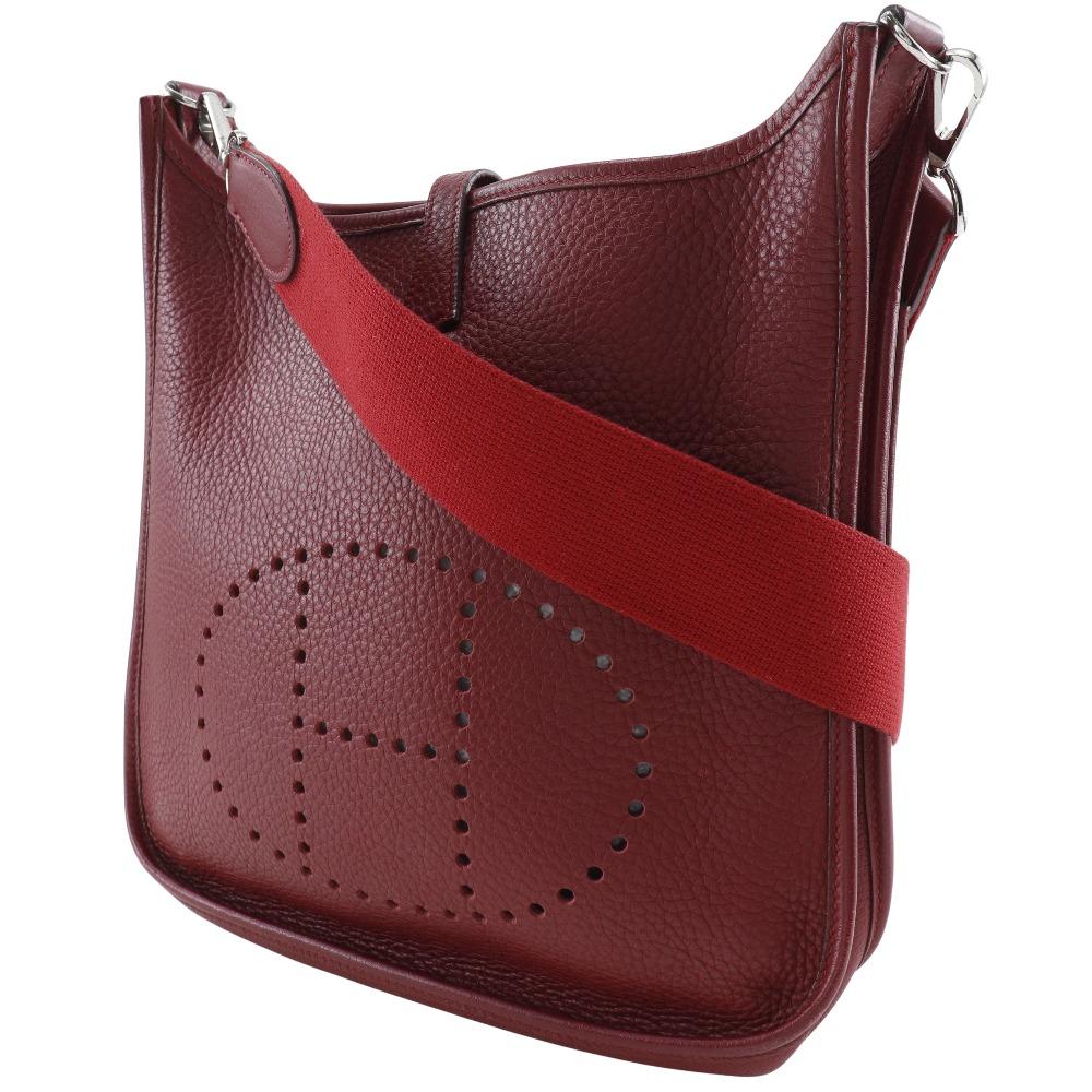 Hermes Evelyn 2 PM Schultertasche Rot/Silberne Hardware Taurillon Clemence Damen Gebraucht