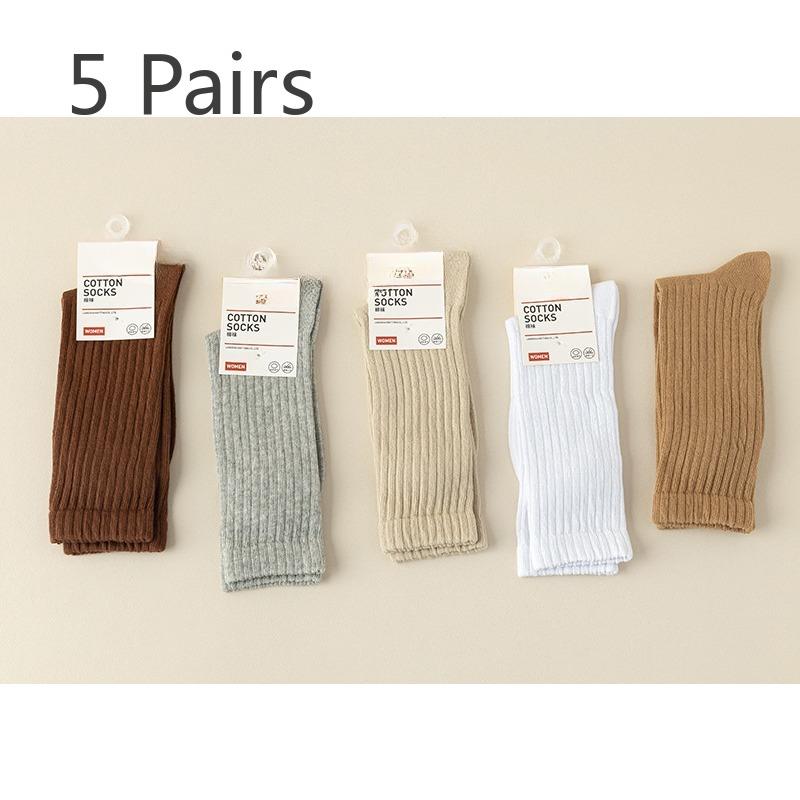 

5 пар женских осенне-зимних повседневных длинных носков в студенческом стиле 5 Pairs