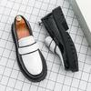 Fashion Slip On Thick Soled Men's Leather Shoes Fashion Casual Style Office and Leisure Work Outdoor Trendy Shoes 38-46 Black White