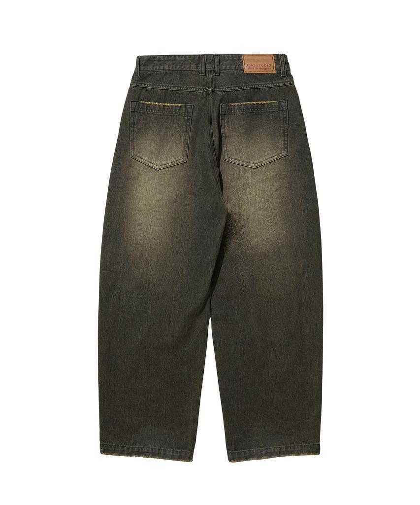 1993STUDIO Washed Wide Denim Pants_Brown