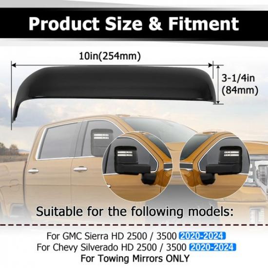 Top&Side Mirror Cover Caps For Chevy Silverado GMC Sierra HD 2500 3500 -2024