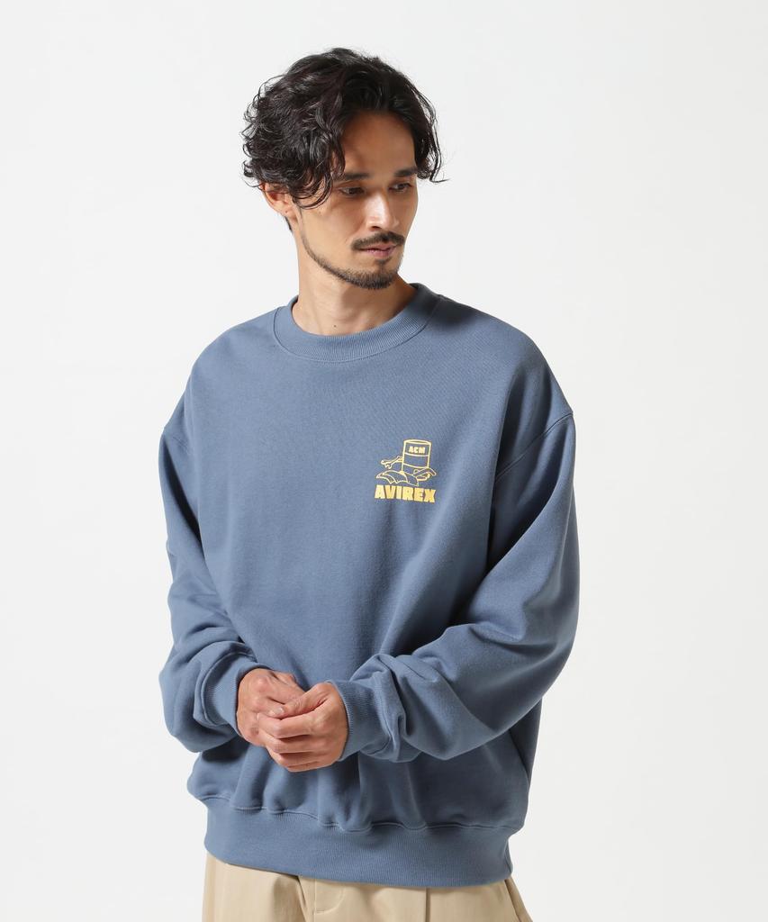 AVIREX FLIGHT MECHANIC CREW NECK SWEAT(WEB&DEPOT Exclusive) L 115 Blue Gray 783-4932005
