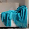 Chunky Knit Tassel Throw Blanket Solid Color Textured Knitted Blanket For Sofa Bed Home Decor
